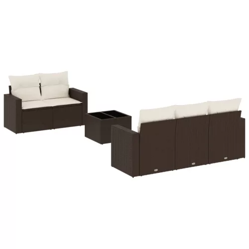  6 részes barna polyrattan kerti ülőgarnitúra párnával