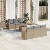  7 részes bézs polyrattan kerti ülőgarnitúra párnákkal