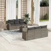  7 részes szürke polyrattan kerti ülőgarnitúra párnákkal
