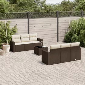    7 részes barna polyrattan kerti ülőgarnitúra párnákkal