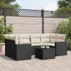  7 részes fekete polyrattan kerti ülőgarnitúra párnával