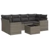  7 részes szürke polyrattan kerti ülőgarnitúra párnákkal