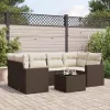  7 részes barna polyrattan kerti ülőgarnitúra párnákkal