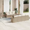  8 részes bézs polyrattan kerti ülőgarnitúra párnával