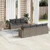  8 részes szürke polyrattan kerti ülőgarnitúra párnákkal