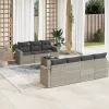  8 részes világosszürke polyrattan kerti ülőgarnitúra párnával