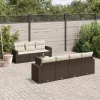  8 részes barna polyrattan kerti ülőgarnitúra párnákkal