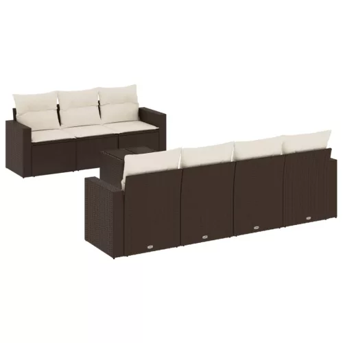  8 részes barna polyrattan kerti ülőgarnitúra párnákkal