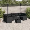  8 részes fekete polyrattan kerti ülőgarnitúra párnákkal