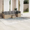  8 részes bézs polyrattan kerti ülőgarnitúra párnával