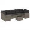 8 részes szürke polyrattan kerti ülőgarnitúra párnákkal