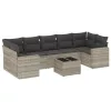  8 részes világosszürke polyrattan kerti ülőgarnitúra párnával