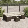  8 részes barna polyrattan kerti ülőgarnitúra párnákkal