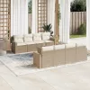  9 részes bézs polyrattan kerti ülőgarnitúra párnákkal