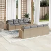  9 részes bézs polyrattan kerti ülőgarnitúra párnákkal
