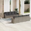  9 részes szürke polyrattan kerti ülőgarnitúra párnákkal