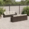  9 részes barna polyrattan kerti ülőgarnitúra párnákkal