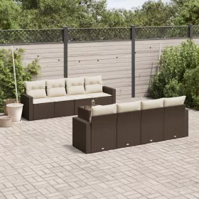   9 részes barna polyrattan kerti ülőgarnitúra párnákkal