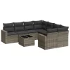 9 részes szürke polyrattan kerti ülőgarnitúra párnákkal