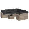  9 részes világosszürke polyrattan kerti ülőgarnitúra párnával