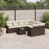  9 részes barna polyrattan kerti ülőgarnitúra párnákkal