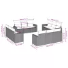  12 részes fekete polyrattan kerti ülőgarnitúra párnákkal