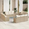  12 részes bézs polyrattan kerti ülőgarnitúra párnákkal