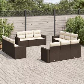    12 részes barna polyrattan kerti ülőgarnitúra párnákkal
