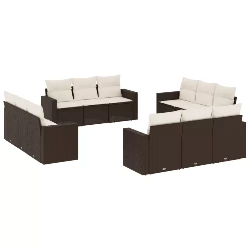  12 részes barna polyrattan kerti ülőgarnitúra párnákkal