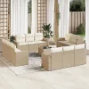  13 részes bézs polyrattan kerti ülőgarnitúra párnákkal