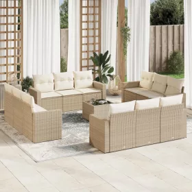    13 részes bézs polyrattan kerti ülőgarnitúra párnákkal