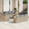  13 részes bézs polyrattan kerti ülőgarnitúra párnákkal
