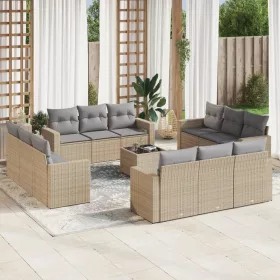    13 részes bézs polyrattan kerti ülőgarnitúra párnákkal