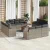  13 részes szürke polyrattan kerti ülőgarnitúra párnákkal