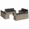  13 részes világosszürke polyrattan kerti ülőgarnitúra párnákkal