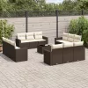  13 részes barna polyrattan kerti ülőgarnitúra párnákkal