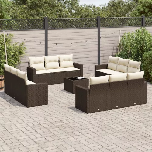  13 részes barna polyrattan kerti ülőgarnitúra párnákkal