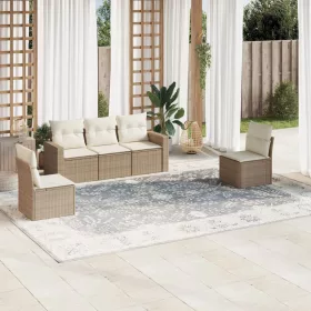    5 részes bézs polyrattan kerti ülőgarnitúra párnákkal
