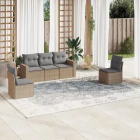    5 részes bézs polyrattan kerti ülőgarnitúra párnákkal