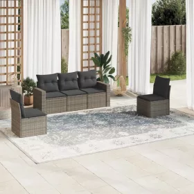    5 részes szürke polyrattan kerti ülőgarnitúra párnákkal