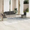  5 részes világosszürke polyrattan kerti ülőgarnitúra párnákkal