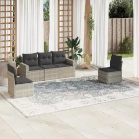    5 részes világosszürke polyrattan kerti ülőgarnitúra párnákkal
