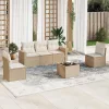  6 részes bézs polyrattan kerti ülőgarnitúra párnával