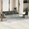 6 részes világosszürke polyrattan kerti ülőgarnitúra párnákkal