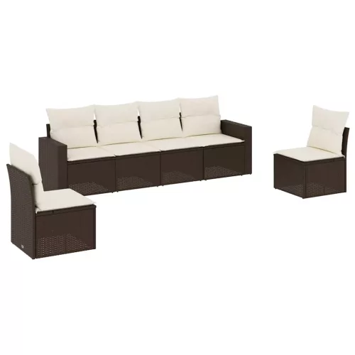 6 részes barna polyrattan kerti ülőgarnitúra párnával