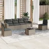  7 részes szürke polyrattan kerti ülőgarnitúra párnákkal