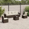  7 részes barna polyrattan kerti ülőgarnitúra párnákkal