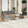  8 részes bézs polyrattan kerti ülőgarnitúra párnával