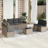  8 részes szürke polyrattan kerti ülőgarnitúra párnákkal