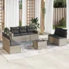  8 részes világosszürke polyrattan kerti ülőgarnitúra párnával